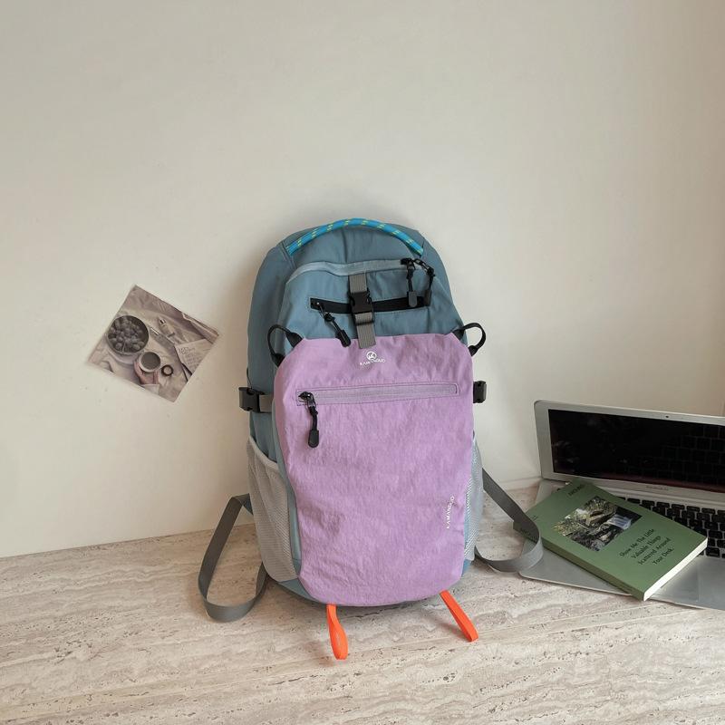 Schoolbag simple color matching backpack women's 1011 new large capacity hiking bag outdoor travel backpack