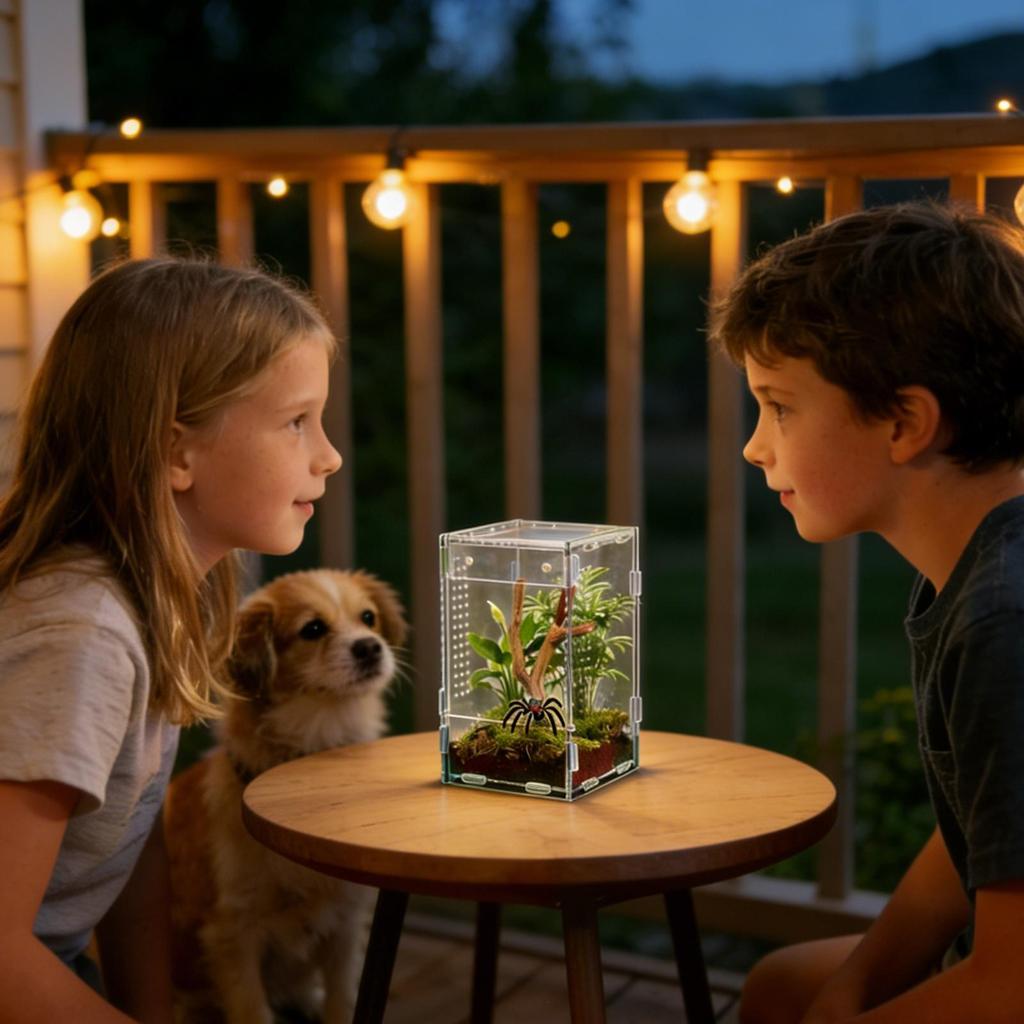Acrylic Jumping Spider Enclosure Escape Proof Reptile Feeding Tank Ventilated Transparent Reptile Habitat Front Opening