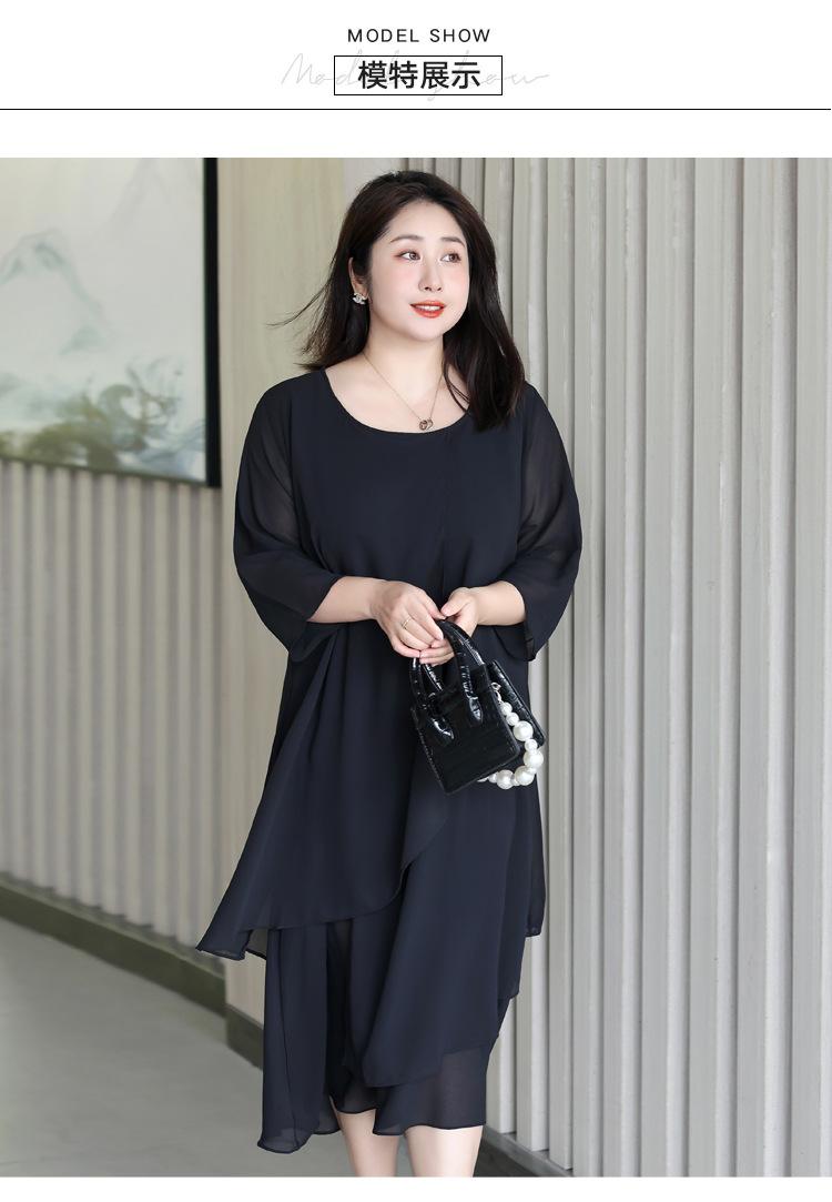 

Large size women s chiffon dress spring new thin belly fat mm foreign style age-reducing fashion dress 8352 4XL чёрный
