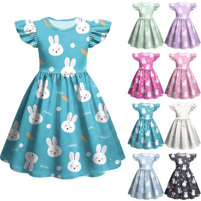Kinder Mode Lässiges Kleid mit Flatterärmeln