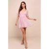Export Single Lu Home Fairy Mesh Pink and Beautiful Elegance Graceful and Fashionable Short Sleeve Dress Casual Holiday Swing