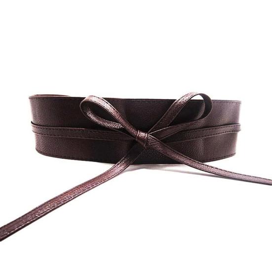 Fashion Color Faux Solid Belt Wrap Leather Waist Tie Wide Corset Dress Decor