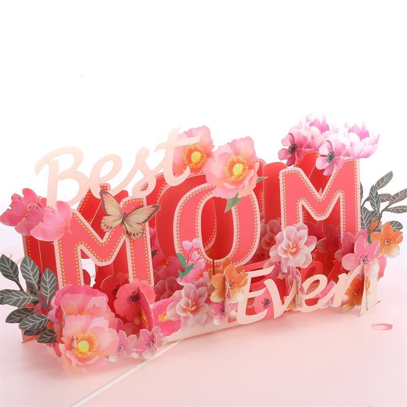 Regalo para el Día de la Madre Tarjeta de Felicitación Creativa 3D Gratitud Madre Postal Flores Bendición Tarjeta de Felicitación para la Madre