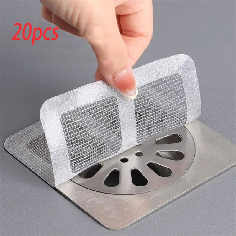 1/2pcs Cuttable Shower Drain Hair Catcher Self-Adhesive Floor Drain Stickers Disposable Mesh Bathroom Kitchen Sink Hair Filter