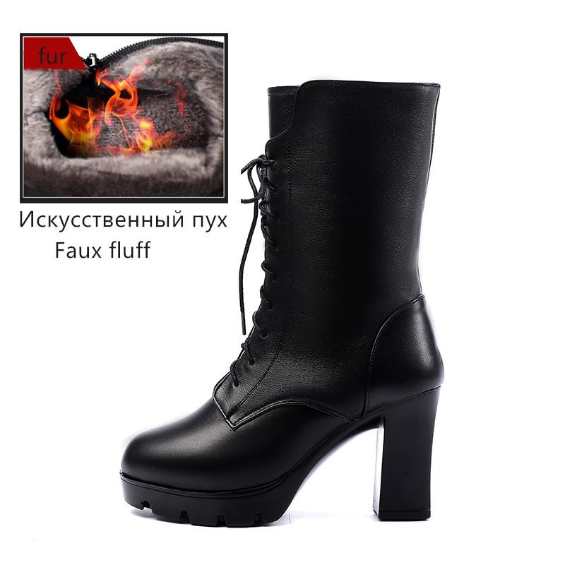 

Fashion AIYUQI Women Winter Boots Genuine Leather 2025 New High Heel Mid Boots Women Natural Wool Warm Platform Women Boots 40