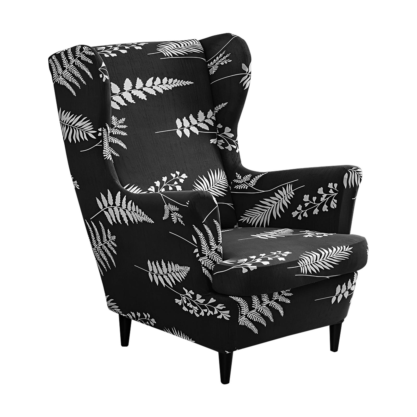 

Stretch Spandex Wingback Chair Covers Sofa Slipcover Chairs Protector with Elastic Bottom Universal Size High Elastic for Home чёрный