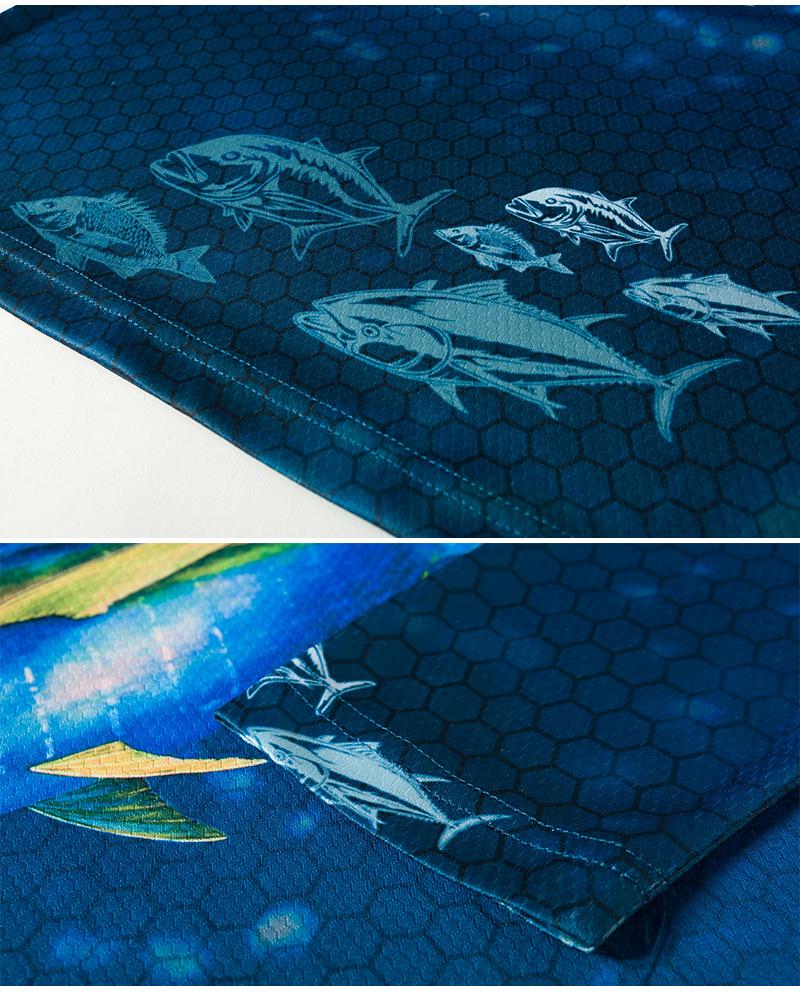 Men's Long Sleeve Mesh Fishing Shirt: Outdoor Sun Protection, Breathable, Sweat-Absorbent, Stand Collar, Printed Design.