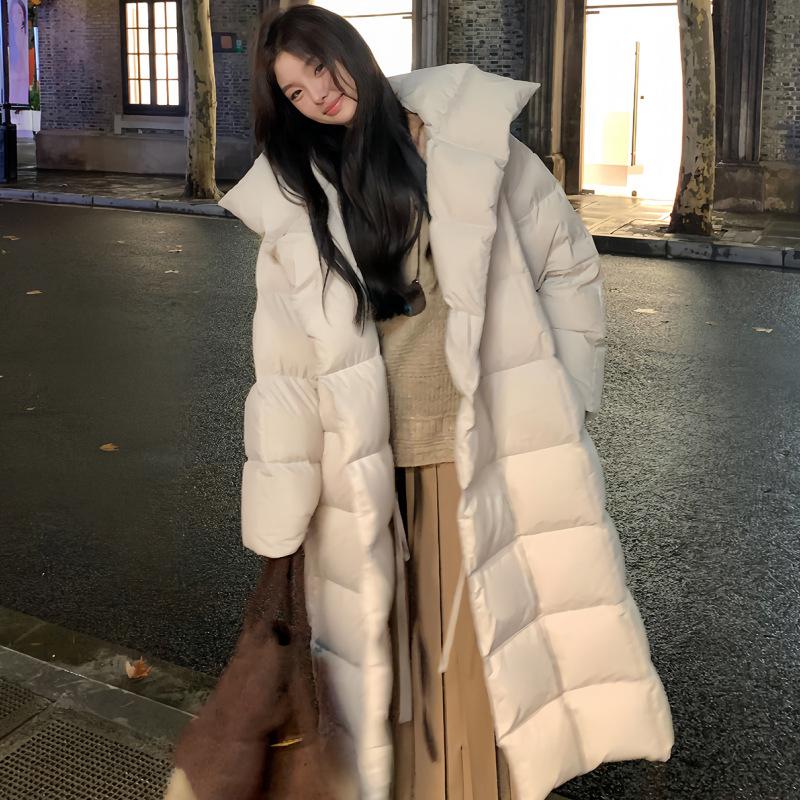 Ny Vinter Ståkrage Bomullskappa för Kvinnor, Lös, Mellanlång, Förtjockad Bomullskappa för Små Personer