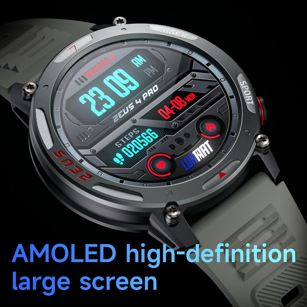 LOKMAT ZEUS 4 PRO Smart Watch 1.43 Amoled Round Screen BT Calls Smartwatches Fitness Tracker Pulsmåler for smarttelefon