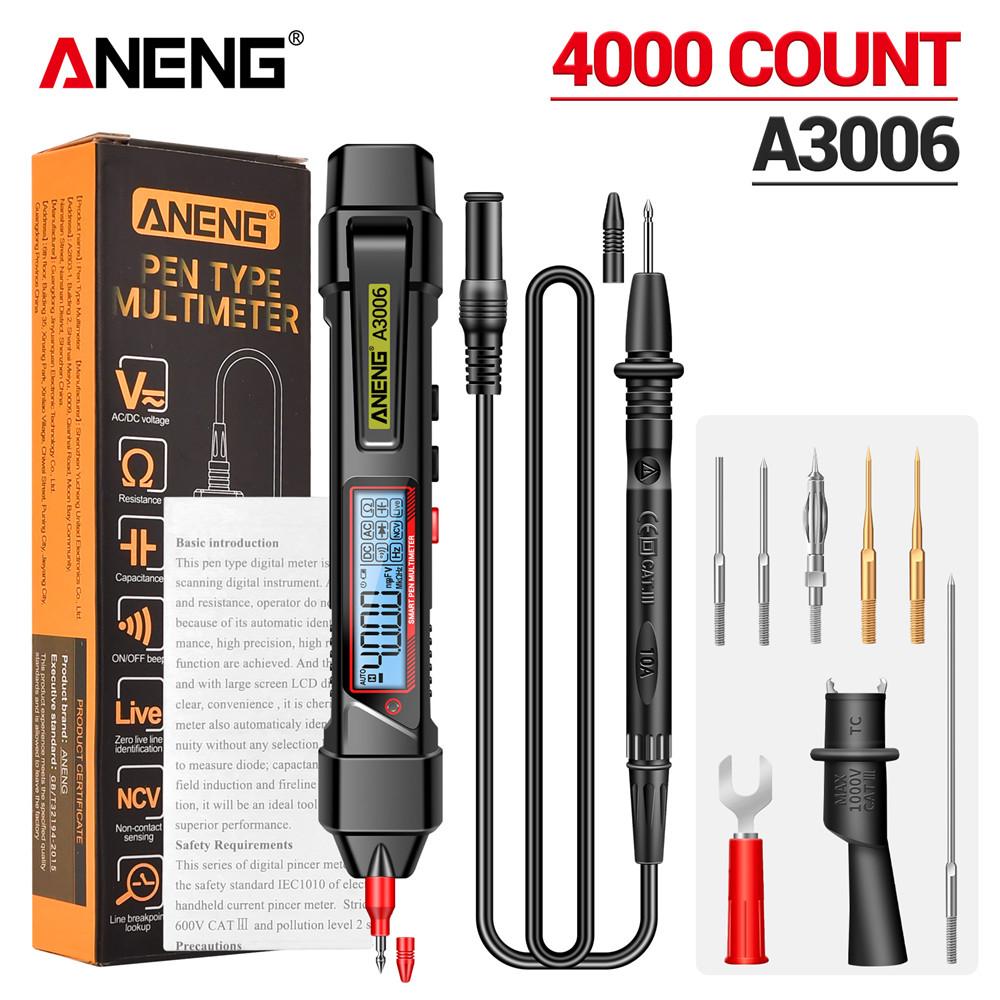 New ANENG A3006 Pen Multimeter Mini Digital 4000 Counts Professional AC/DC Voltage Ohm Diode Capacitance Resistance NCV Test Tool with Digital Display