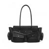 Large Capacity Tote Bag Women Khaki Crossbody Shoulder With Zip PU Leather Daily Commute Casual Use