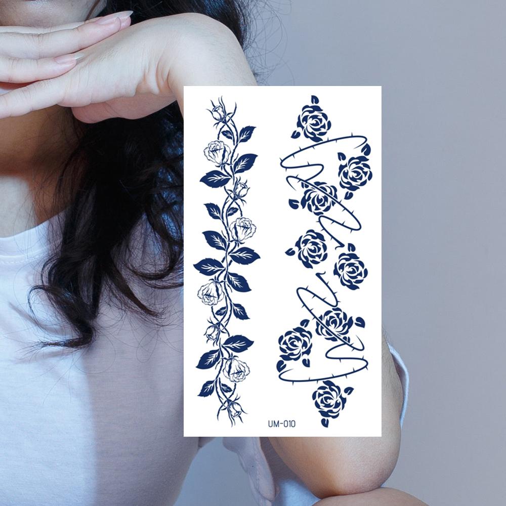 1 Sheets Semi Permanent Realistic Waterproof and Removeable Herb Tattoo Women's Back Tattoos Long Lasting