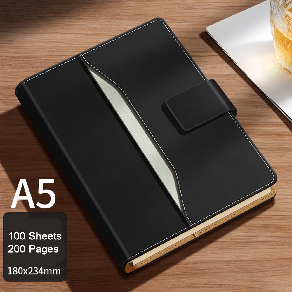 (Logo Can Be Engraved) A5 Leather Student Subject Notebook, Business High-end Loose-leaf Notepad, Buckle Diary, Work Meeting Minutes, Travel Diary