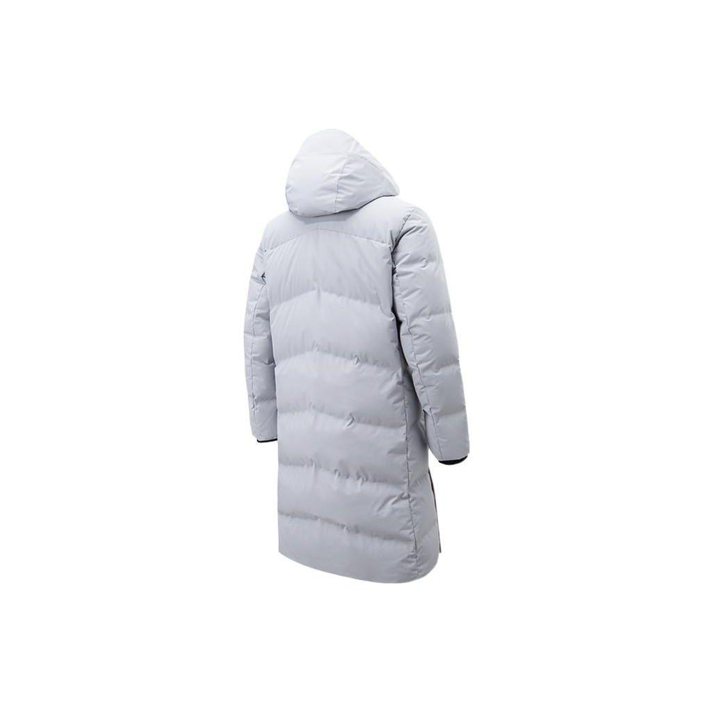 Anta Excellence Series Warm Logo Print Long Down Jacket With Fleece Lining Men Jackets Gray Silver 75220603-1
