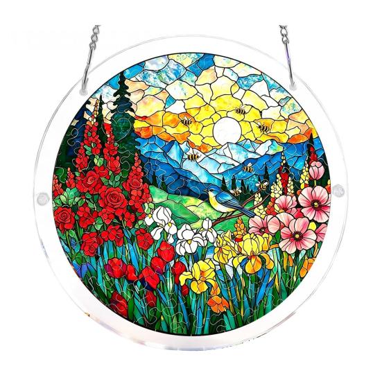 Suncatcher Puzzle in Acrilico Ornamento da Appendere alla Finestra 83 Pezzi Puzzle Sun Catcher Decorazione da Giardino Regali per Donne Uomini Mamma