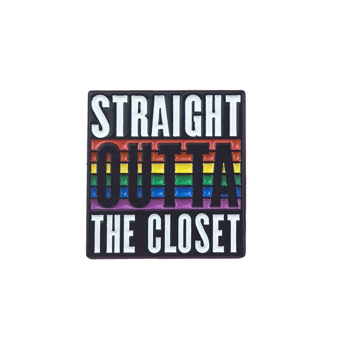 Rainbow Geometric Quote Brooch - Stylish Square Accessory for Clothing or Bag Decoration