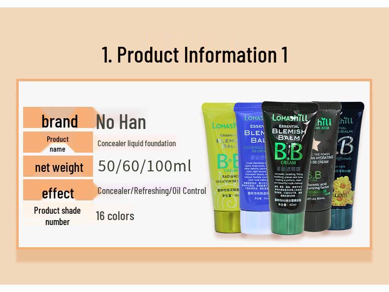 Koreanische lang anhaltende feuchtigkeitsspendende BB-Creme: Wischfest, Kein Abfärben, Dünnes Make-up, Kein Verklumpen
