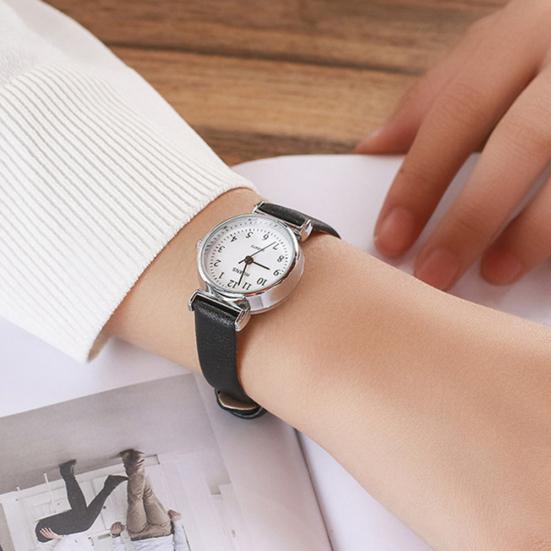 Simple Women Small Round Dial Arabic Numbers Analog Quartz Wrist Watch Gift
