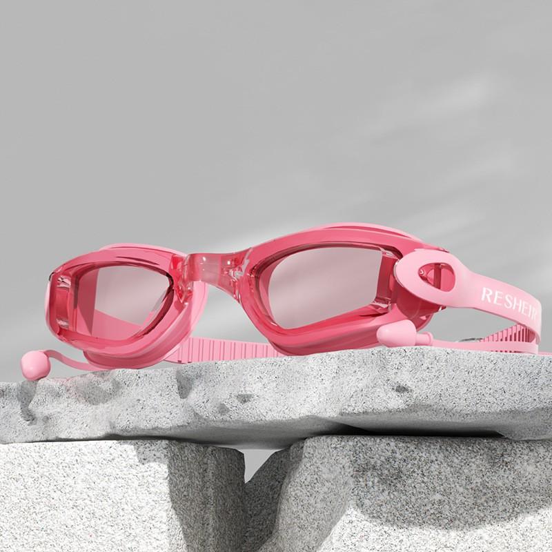Adult Waterproof Anti-Fog Silicone Prescription Swimming Goggles With Ear Plugs