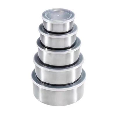 Set da 5 Pezzi/set Ciotola per Insalata Impilabile Acciaio Inossidabile Set per Mescolare con Coperchio Ciotola per Conservazione Ciotola per Frustare per Servire/Cucinare/Cuocere al Forno/Conservazione.