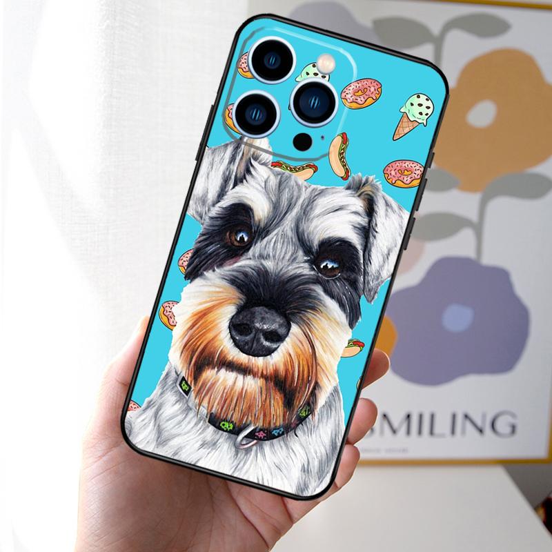Miniature Schnauzer dog art Case For iPhone 16 15 14 13 12 11 Pro Max Mini Cover X XR XS 8 7 14 16 15 Plus Accessories