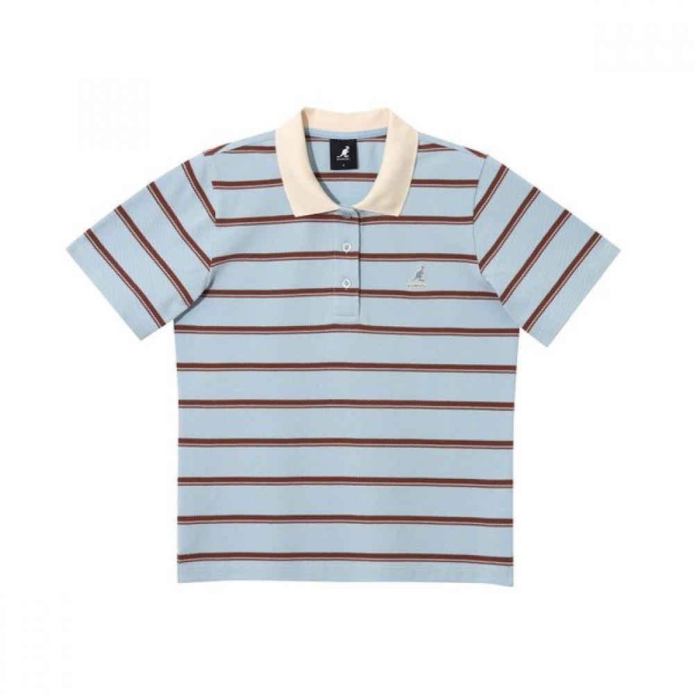 Kangol Women S Stripe Pique Shirt Light Blue 1731 SS