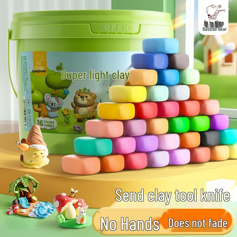 Kaba Bear Lightweight Non-Stick Colored Clay Set for Kids - Includes Safety Knife Tool for DIY Creations