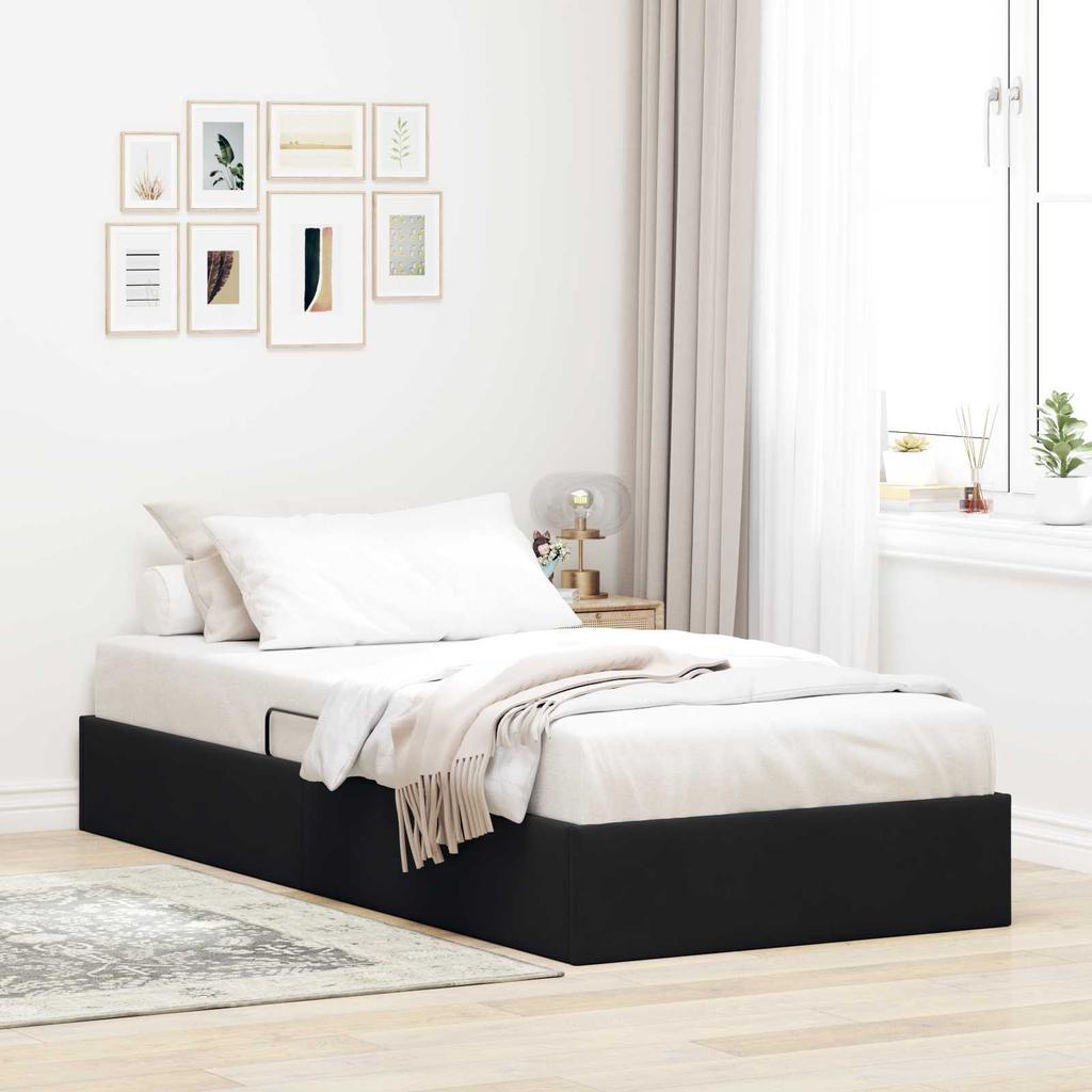 Ottoman Bed Frame with Storage Black 90 x 190 cm Velvet