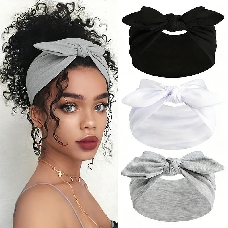 1/3 piezas Diadema con lazo para mujer, estilo bohemio, antideslizante, para fitness, yoga, para llevar a la cabeza, para actividades al aire libre, viajes y senderismo. Diadema elástica para envolver el cabello.