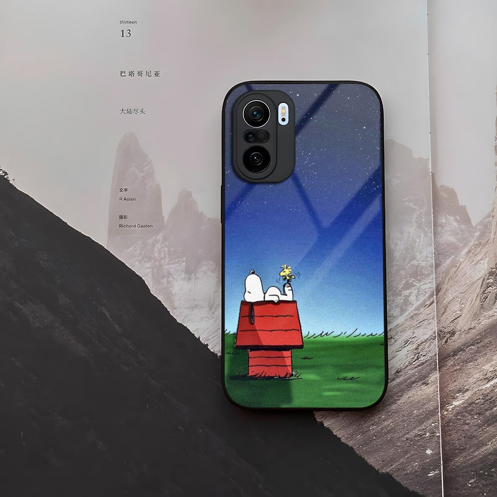 Big Head Snoopy Cartoon Phone Case Tempered Glass For Xiaomi 15 14 12 Lite Pro 13 11t Lite POCO M6 M5 X6 X5 X3 F5 F6 Pro Cover