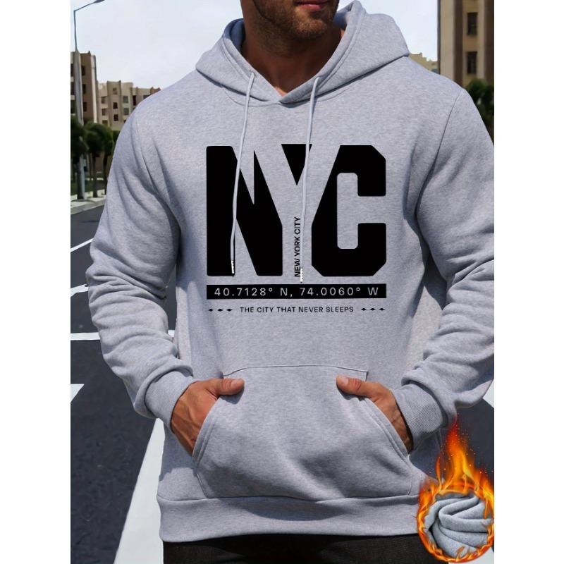 Spring/Summer Men'S New Personalized New York Letter Print Casual Sweatshirt Fashion Drawstring Hoodie