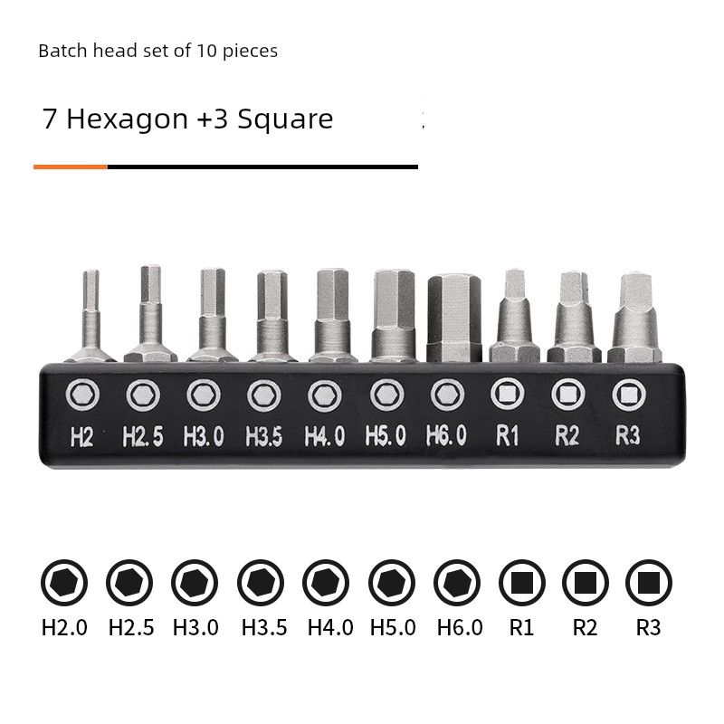 

Гринвуд Электрическая отвертка Рукав Колено Универсальный Гибкий вал 10-piece set-[7 hex +3 Square] 25mm rubber strip