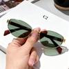 Trendy Retro Oval Metal Frame UV Protection Sunglasses for Women - Dark Green High-End Style