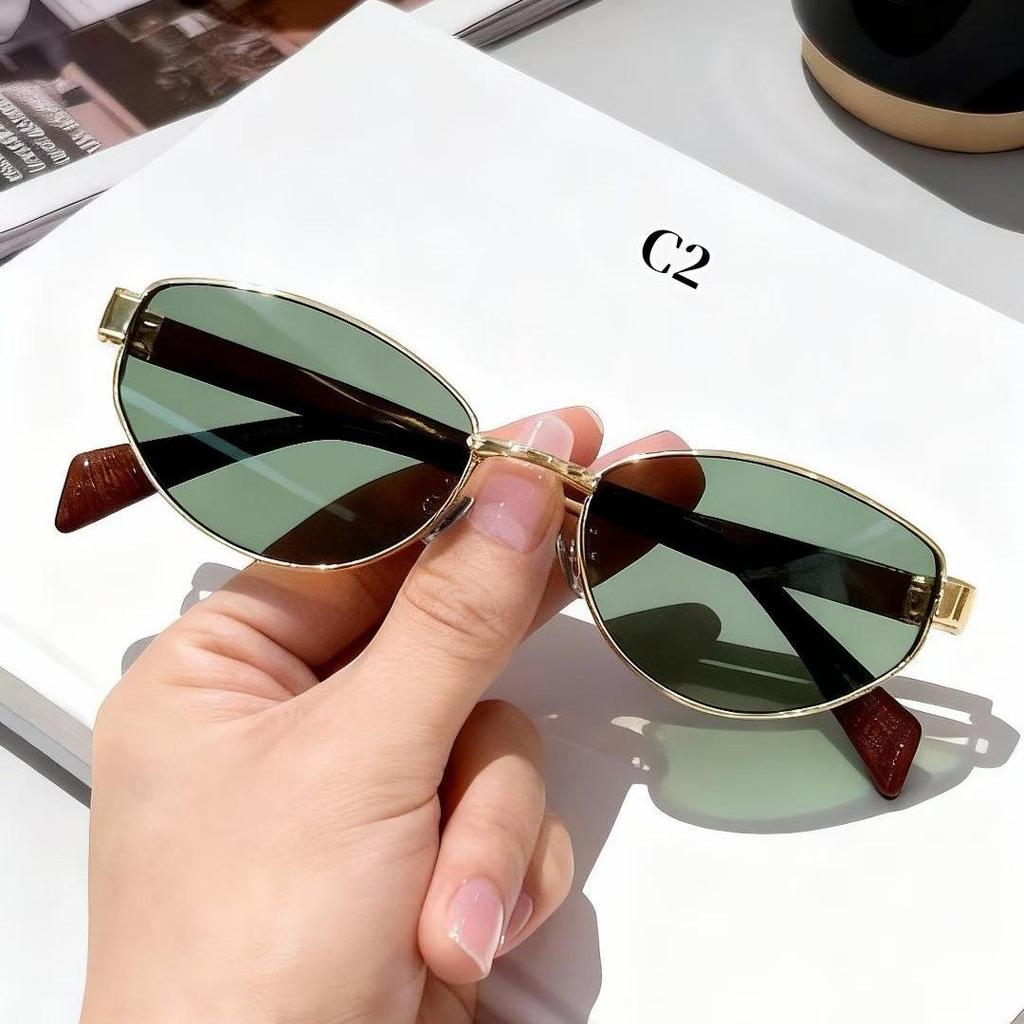 Trendy Retro Oval Metal Frame UV Protection Sunglasses for Women - Dark Green High-End Style