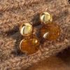 Pendant Vintage Women's Earrings Light Luxury Amber Ear Stud Romantic Amber Color Earrings  Wedding