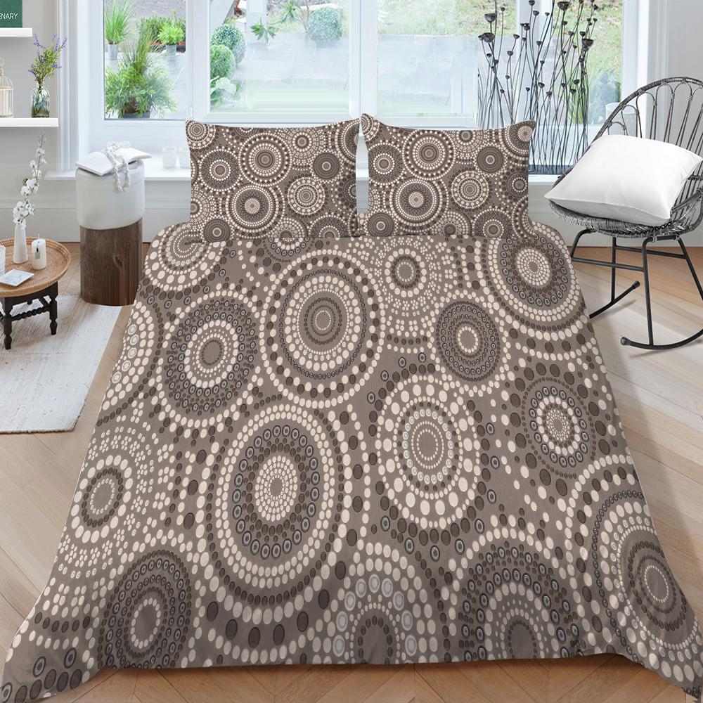 3D Family Bedding Single Double Bed Full Size Vintage Graphic Printed Bedding Geometric Pattern Pillowcase and Quilt Cover Washable Home Decoration