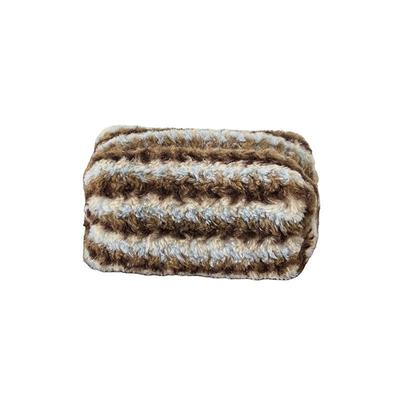 Korean Vintage Plush Striped Makeup Bag Set Retro  Travel Cosmetic Case For Girls Large Capacity Cosmetics Organizer