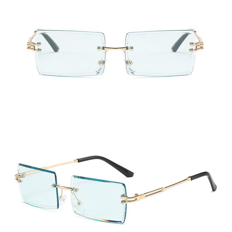 Rimless Sunglasses Womens Rectangle Shades Summer Fashion Trendy Uv400 Eyewear