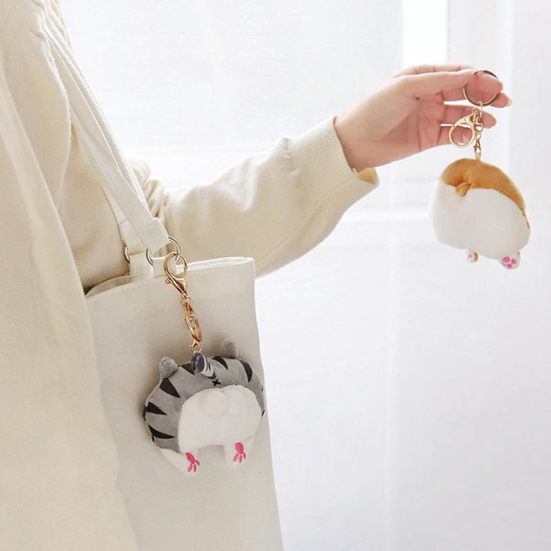 Cute Cat Butt Plush Keychain  Corgi Pig Butt Soft Fidget Toys Girls Child Bag Decoration