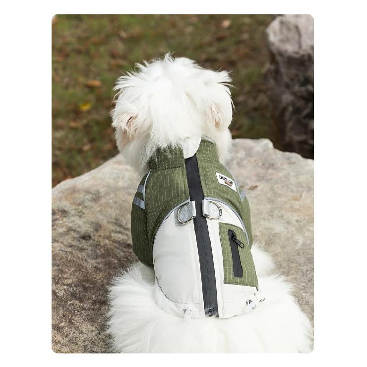 Autumn Winter Dog Outfit Functional Plaid Dog Cotton Coat Thickened Warm Dog Pet Clothes