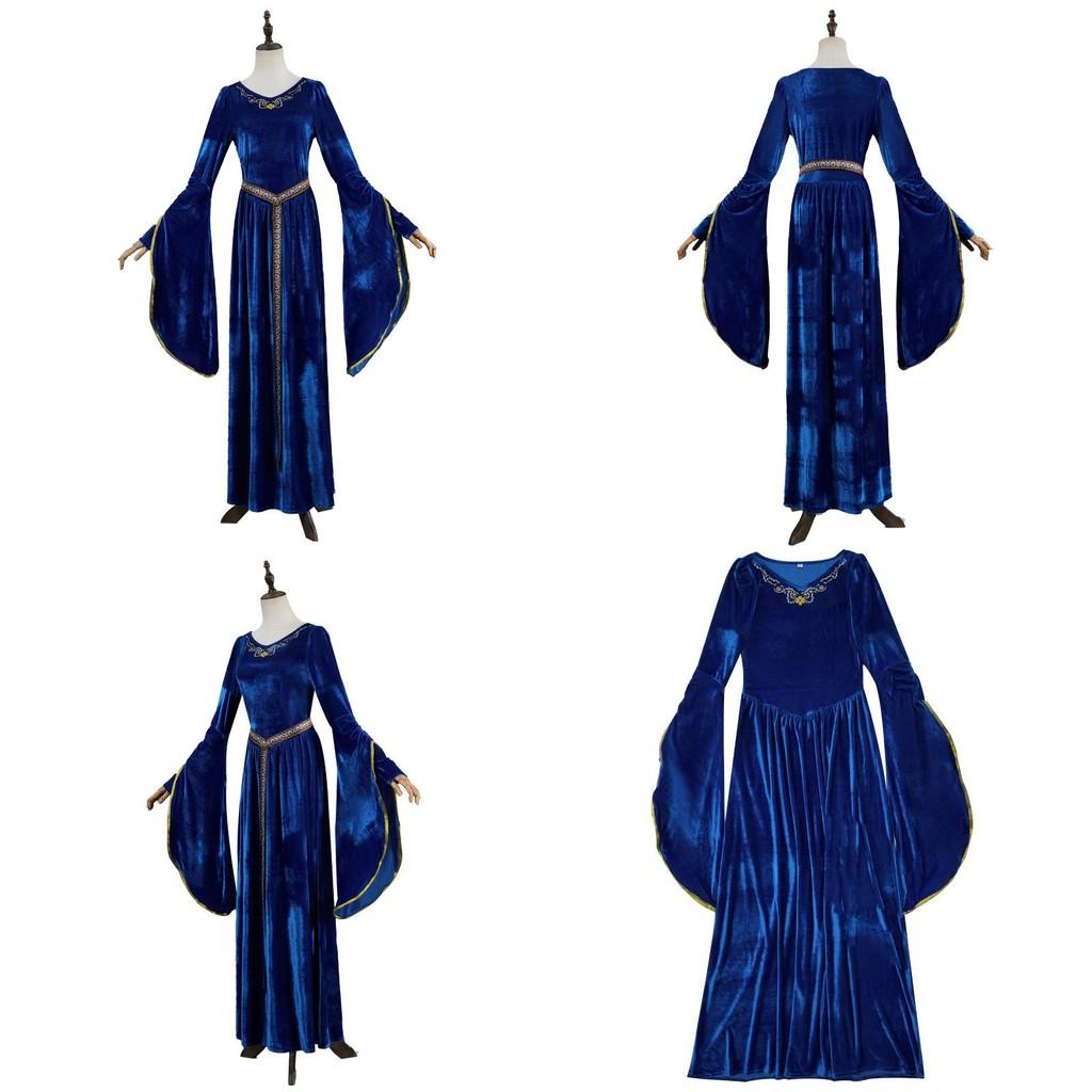 Retro Court Ball Trumpet Sleeve Dress Role Playing Queen Halloween Costume For Adults And Teens