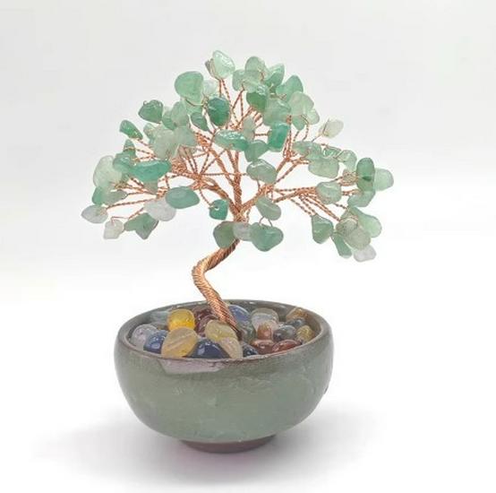 Citrine Money Tree with Agate Base - Fortune-Attracting Ornament for Home or Office