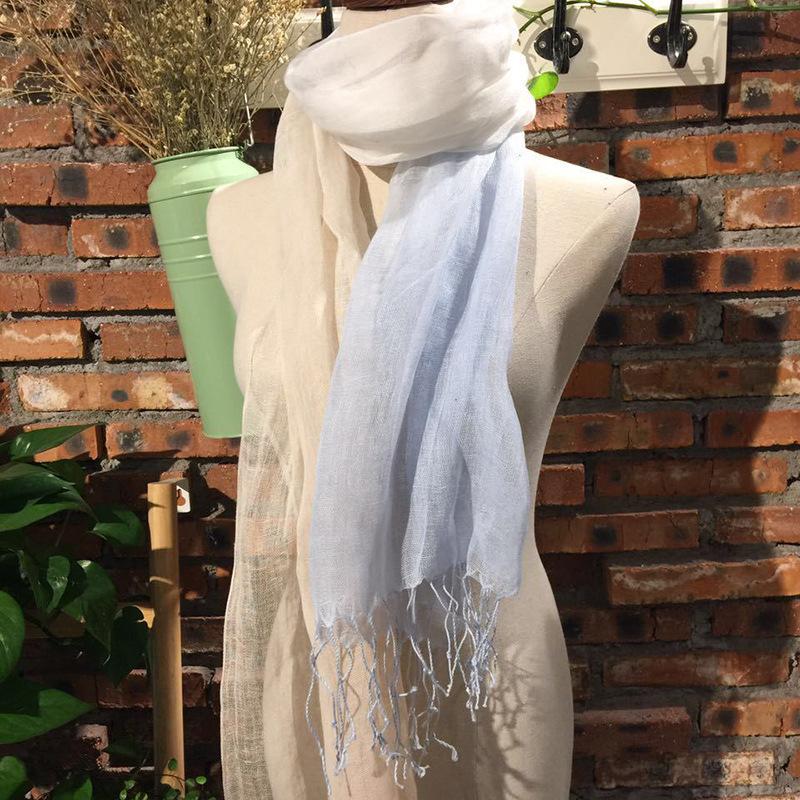 Fashion Creative Scarf Thin Linen Shawl Gradual Change Color Style Pure Linen Women'S Scarf Direct Supply