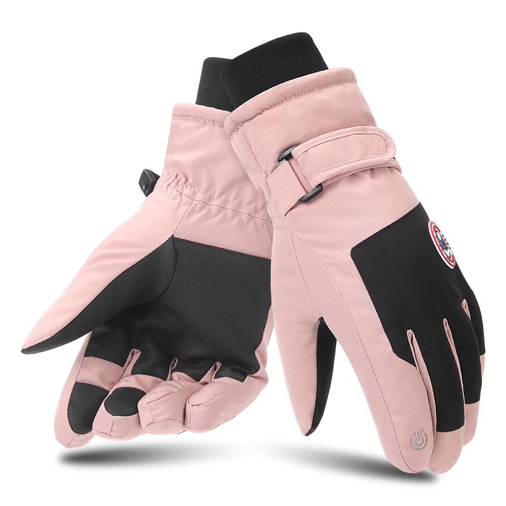 Women Motorcycle Gloves Winter Snowboard Ski Warm Non-slip Gloves Waterproof Motocross Cycling Fleece Warm Snow Touch Screen Glo