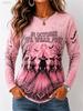 Women Halloween Full Bat Print Long Sleeve T‑Shirt Crew Neck Casual Gothic Fall Party Graphic Top