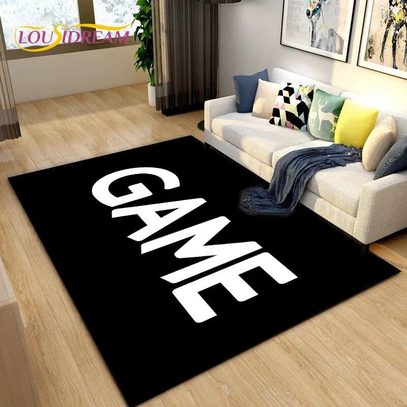 3D-Cartoon-Gamer-Game-Over-Bereichsteppich, groß, Teppich für Wohnzimmer, Schlafzimmer, Sofa, Fußmatte, Dekoration, Kinder spielen, rutschfeste Bodenmatte