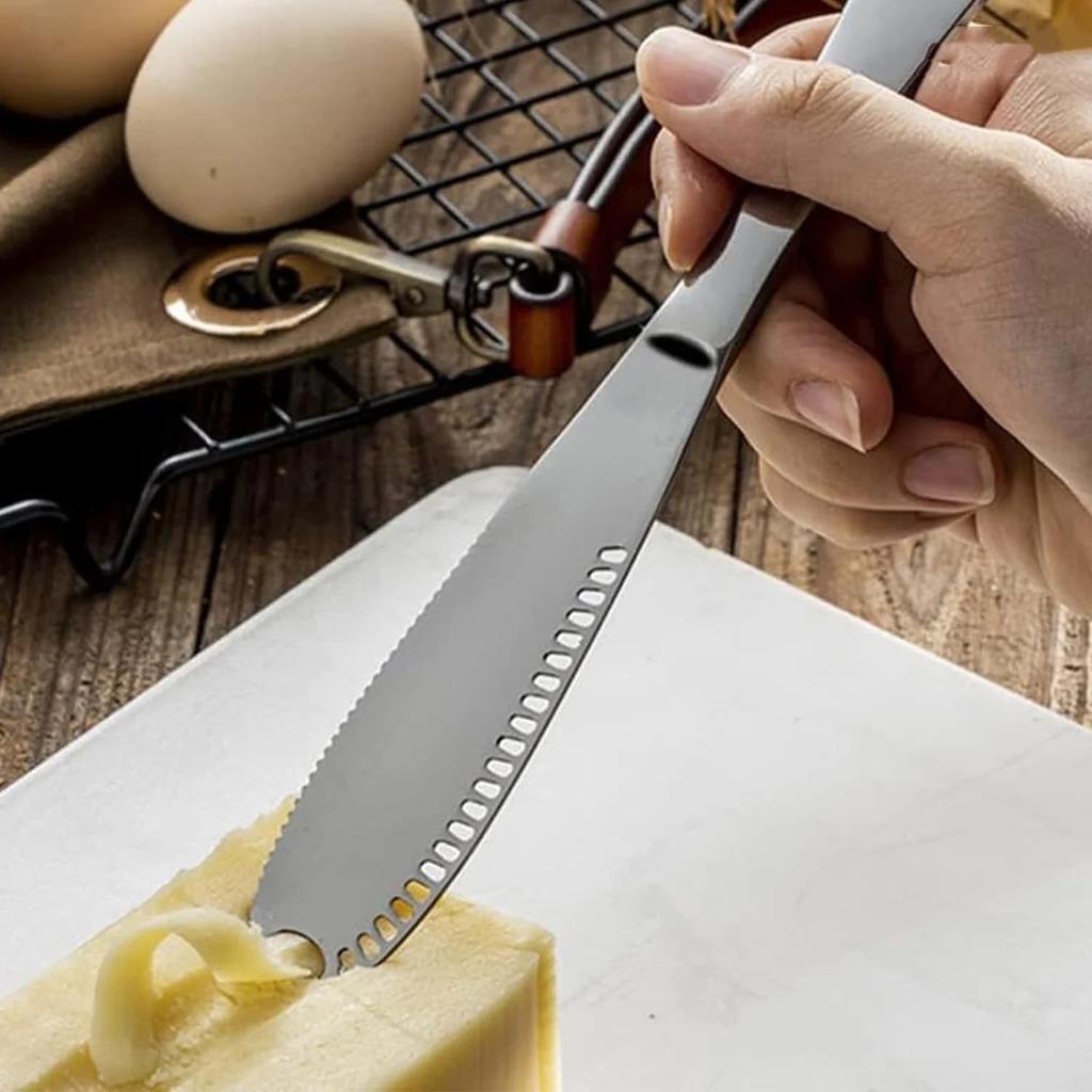 Stainless Steel Butter Knife Holes Cheese Dessert Knife Jam Knife Cutlery Toast Wipe Cream Bread Cheese Cutter Kitchen Tools