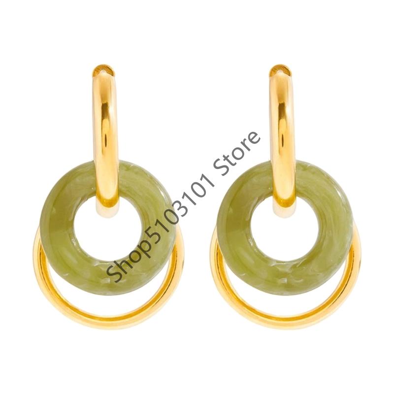 

Irregular Asymmetric Colorful Resin Earrings for Women Retro Contrast Geometric Dangle Earrings Korean Jewelry High Quality