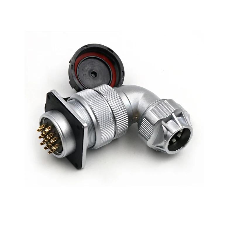 WEIPU WF28 TU+Z M28 90 Degree Male Plug Female Socket Bulkhead Connector Waterproof Adapter 2 3 4 7 8 9 10 12 16 17 20 24 26 Pin