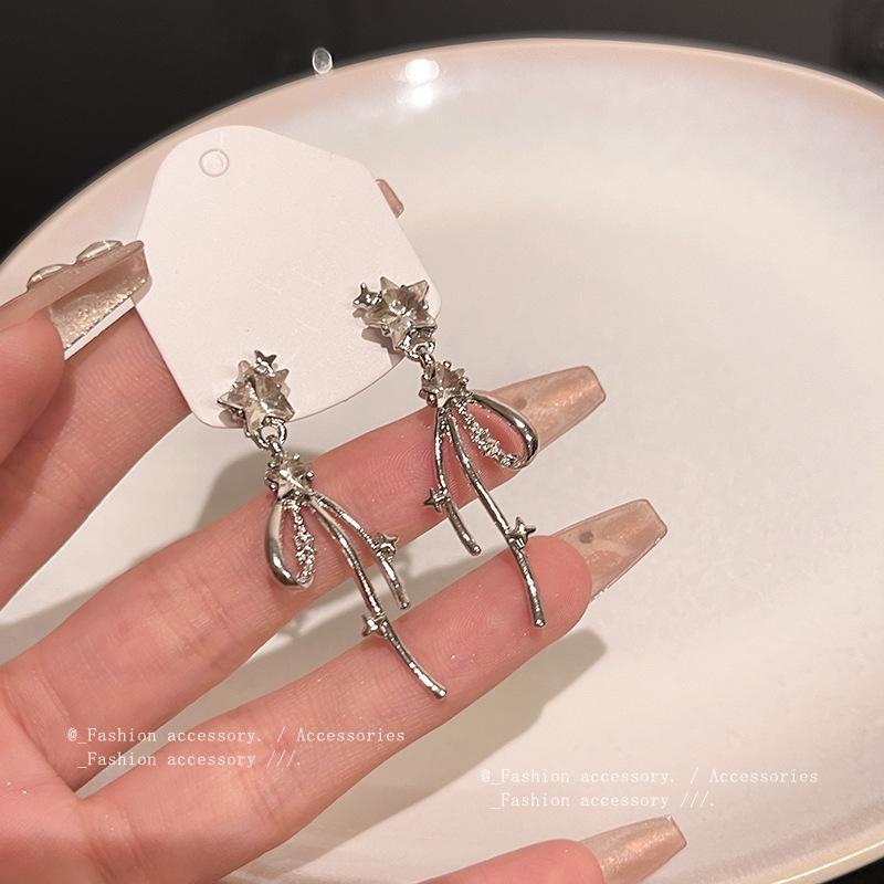 Elegant Long Tassel Bow Earrings for Women - S925 Silver Needle Versatile Design